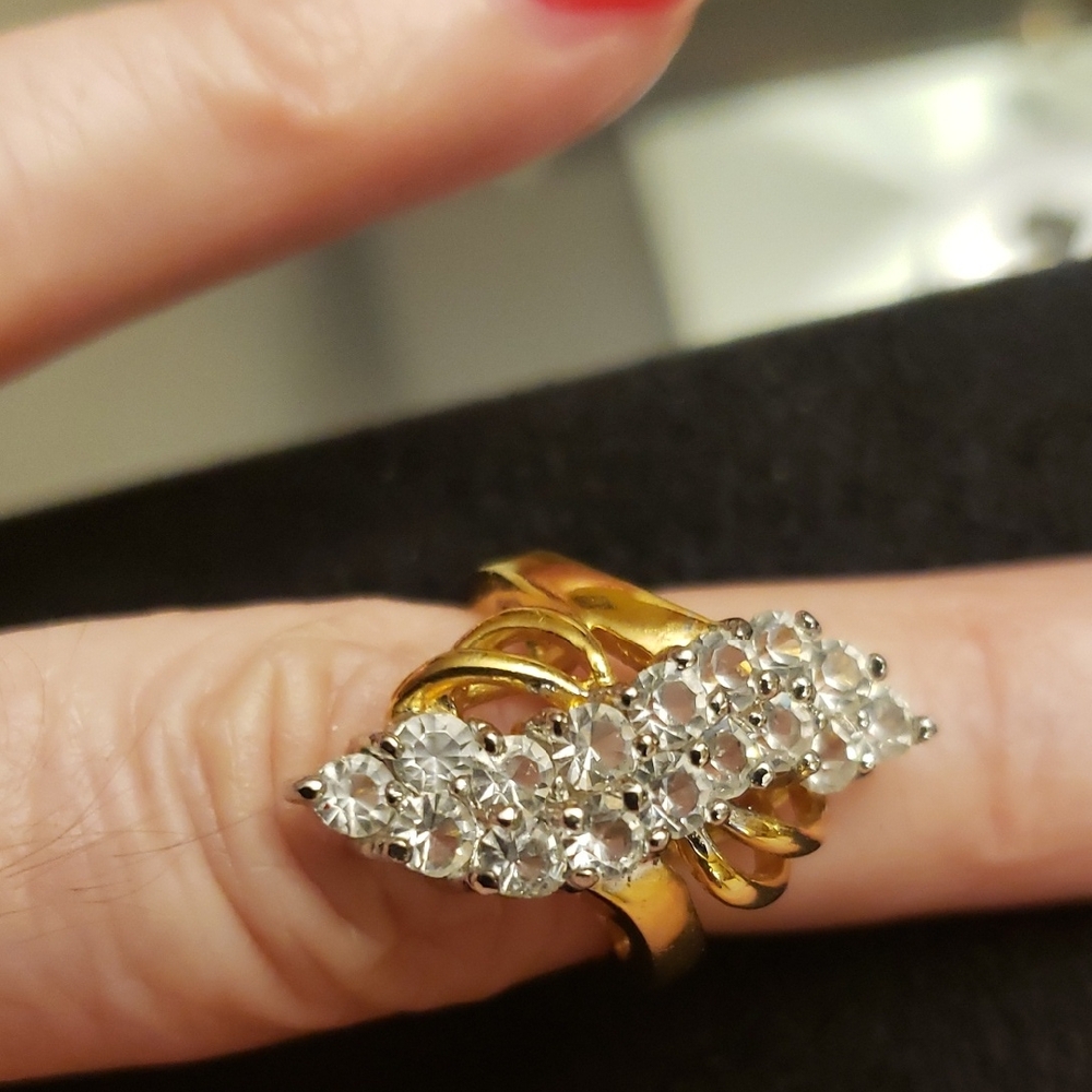Elegant Gold and Silver Crystal Ring